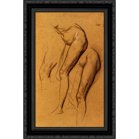 - Nude Studies Of Long Mary, Two Being Studies For Eve Tempted 18x24 Black Ornate Wood Framed Canvas Art by Watts, George Frederick