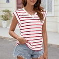 thumbnail image 2 of fatyb Women's Striped Tank Tops Cap Sleeve Basic Tee Shirts Casual Summer Loose Tunic Blouses for Women, 2 of 4