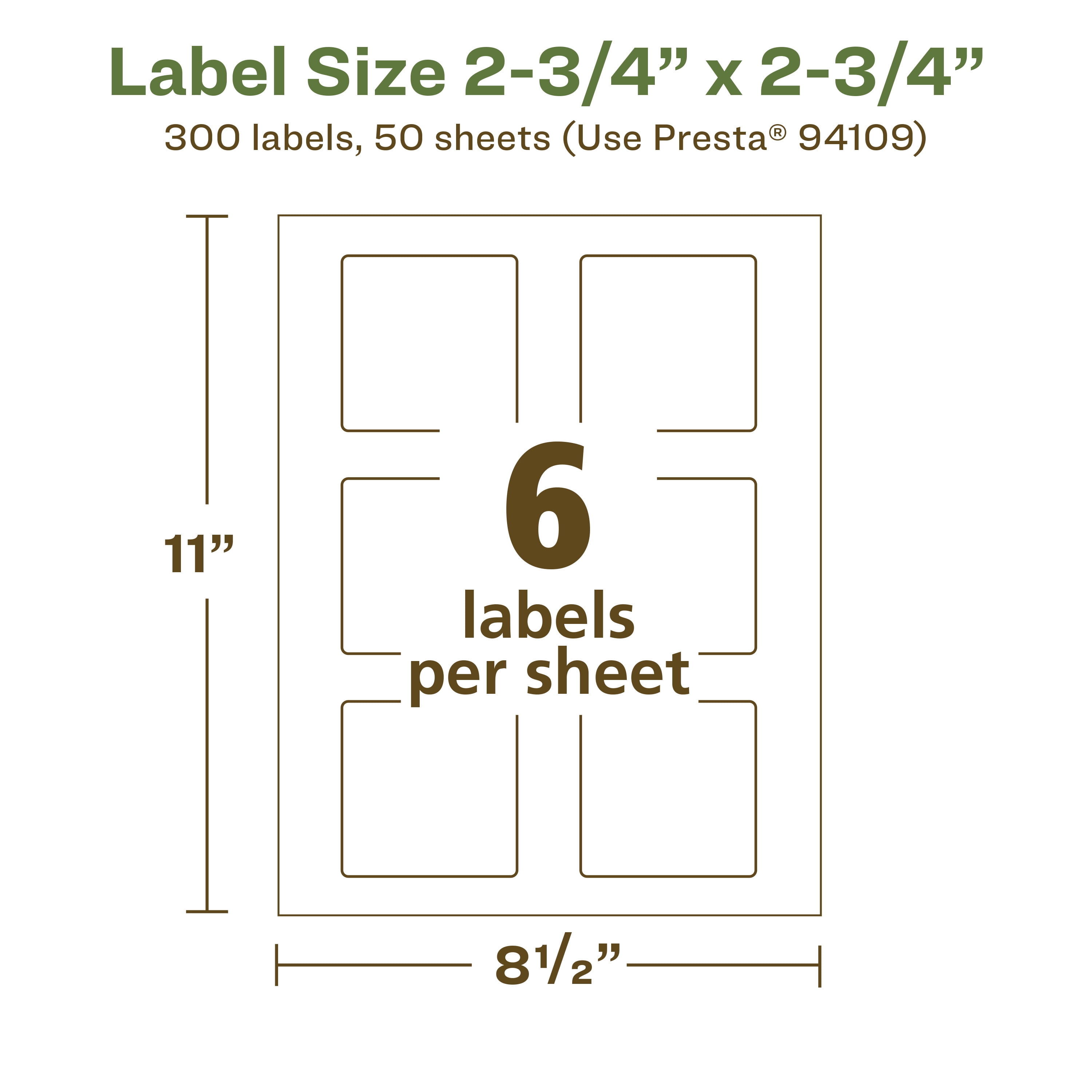 Avery EcoFriendly Square Labels, 2-3/4" x 2-3/4", 300ct