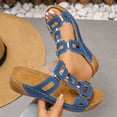 thumbnail image 2 of RUIYANQI Women's Open Toe Slide Sandals Cutout Design Comfortable Wedge Heel Summer Beach Shoes Casual Outdoor Footwear Trendy Vacation Sandals Blue Women Sandal, 2 of 8