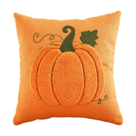 KEVCHE Plush Quilted Pumpkin Leaf Throw Pillow Cover 45x45cm, Soft Decorative Cushion Case for Halloween Party, Cozy Fall Home Sofa Accent