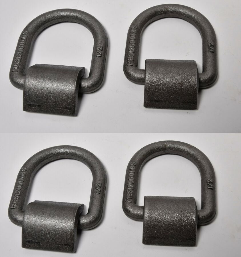 (4) 1/2" D Ring WeldOn Flatbed Truck Trailer Ratchet Strap Cargo Tie