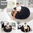 thumbnail image 5 of Bean Bag Chair, 3FT Large Bean Bag Chair with Memory Foam, Ultra-Soft Corduroy Cover & Zipper Design, Portable Handle – Comfy Bean Bag Sofa for Living Room, Bedroom, No Assembly - Black, 5 of 7