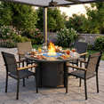 thumbnail image 6 of LIFERUN 42 in Propane Fire Pit Table with 4 Stackable Aluminum Dining Chairs– 50,000 BTU Round Fire Pit with Lid, Converts to Patio Coffee Table, for Poolside, Balcony, Terrace (Grey), 6 of 11