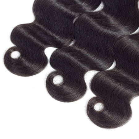 Brazilian Hair Body Wave Bundles with Closure (18 20 22+16 Inch) , 8A  Nature Black Unprocessed Human Hair Weave 3 Bundles with 4×4 Free Part Lace  Closure. | Walmart Canada