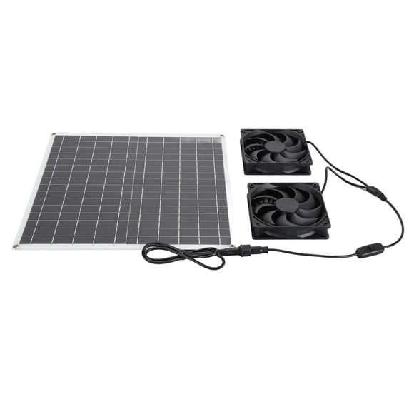 20W 18V Monocrystalline Solar Exhaust Fan Kit - IP65 Waterproof Dual Fans with On/Off Switch, Solar-Powered Ventilation & Cooling Solution for Home, RV, Greenhouse, Pet House, No Wiring Required