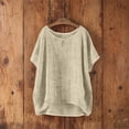 thumbnail image 7 of Diufon Cotton Linen Tees for Women Summer Casual Solid Color Tops Round Neck Short Sleeve T-Shirts, 7 of 7
