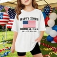 thumbnail image 2 of Byoo Little Girls Classic T Shirt 4th of July US Flag Print Short Sleeve Crewneck Oversized Top Tee Shirt, 2 of 4