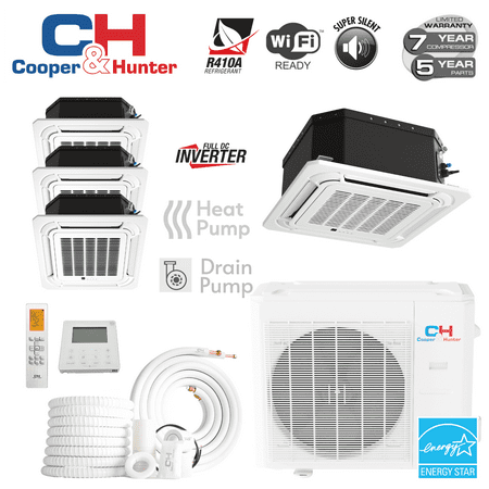 

Cooper&Hunter 36000 BTU Cover 2500 sq ft Quad Zone 9k+9k+9k+12k Ceiling Cassette Mini Split Air Conditioner