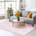 thumbnail image 2 of Mainstays Pink Feather Faux Fur Scalloped Indoor Area Rug, 5'x7', 2 of 8