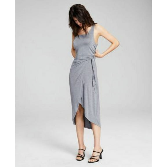 MSRP $49 And Now This Womens Side-Tie Midi Tank Dress Gray Size Large