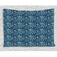 thumbnail image 1 of Flip Flop Tapestry, Exotic Summer Cocktail Snorkeling Mask Sunglasses Frangipani Flower, Wall Hanging for Bedroom Living Room Dorm Decor, 80W X 60L Inches, Seafoam and Night Blue, by Ambesonne, 1 of 2