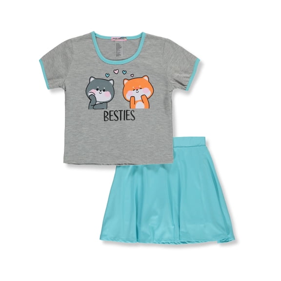 Girlsquad Girls' 2-Piece Besties Skirt Set Outfit Color: aqua Size: 5