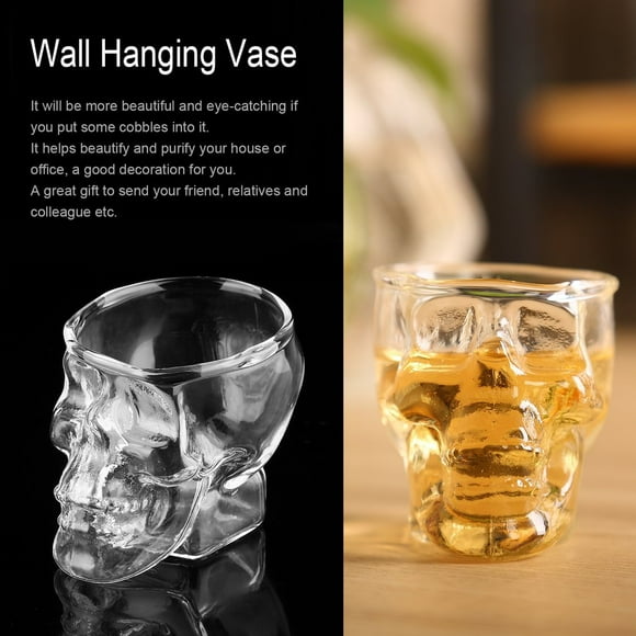 OCDAY Transparent Skull Head Shot Glass Cup for Vodka Whiskey Wine Home Drinking Cup