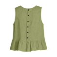 thumbnail image 6 of WEIWEN Linen Tank Tops for Women Dressy Casual Ruffle Hem Sleeveless Vest Shirts Womens Summer Outfits 2026 Trendy Beach Vacation Blouses Green, S, 6 of 6