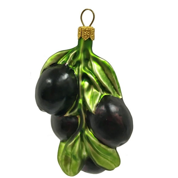 Cluster of Black Olives Polish Glass Christmas Tree Ornament Fruit Food Olive