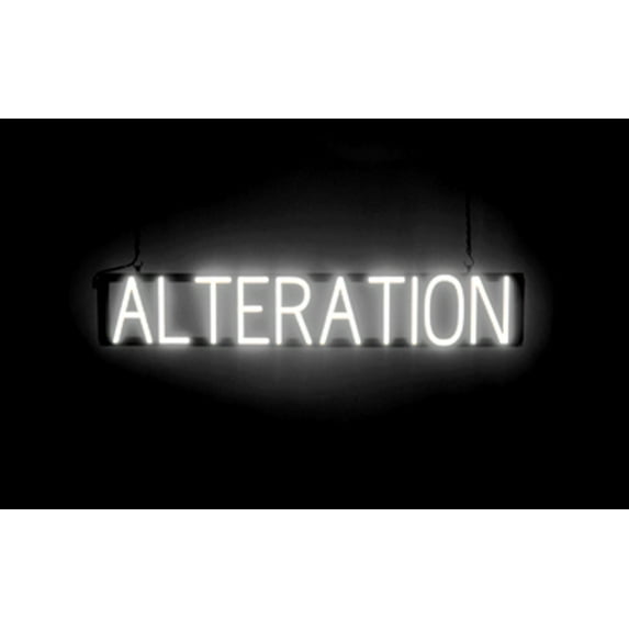 SpellBrite ALTERATION LED Sign for Business. 36.0" x 6.3" White ALTERATION Sign Has Neon Sign Look With Energy Efficient LED Light Source. Visible from 500+ Feet, 8 Animation Settings.
