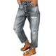 thumbnail image 1 of Gibobby Leggings Termicos Pantalones vaqueros rasgados con cintura pulida, lavados, sueltos, sólidos, a la moda para mujer（Gris， XXL), 1 of 5