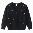 thumbnail image 3 of TOWED22 Girl's Love Embroidery Cardigan Sweater Button Down V Neck Knitted Long Sleeve Outerwear,Black,7-8 Y, 3 of 8