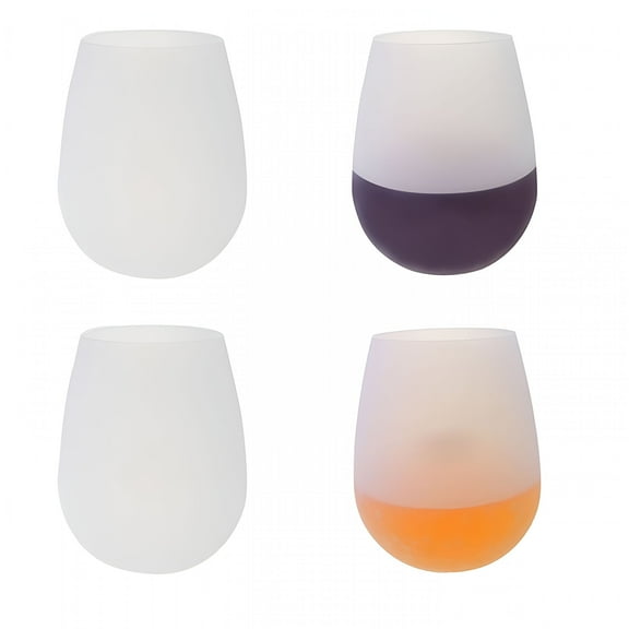 ACDANC 4 Pack Silicone Wine Glasses 12Oz Unbreakable Stemless Wine Cups Food Grade Silicone Dishwasher Red Wine Beer Whiskey for Camping Bbq Party Red Wine Glasses