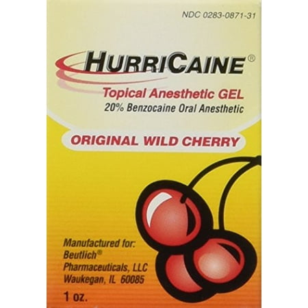 HURRICAINE TOPICAL ORAL ANESTHETIC GEL 1oz WILD CHERRY (Best Topical Anesthetic Over The Counter)