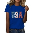 thumbnail image 3 of KALE 4th of July Short Sleeve Shirts for Women American Flag Patriotic 2D Independence Day Print Casual Sports T Shirt Y2K Clothes Blue S, 3 of 7
