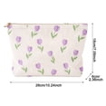 thumbnail image 3 of Cosmetic Bag, Makeup Pouch, Corduroy Floral Toiletry Bag, Portable French Style Makeup Storage Bag, Zipper Cosmetic Organizer Purse for Women Travel Daily Use, Light Purple Tulip Print, 3 of 4