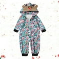 thumbnail image 2 of Odeerbi Christmas Onesie Pajamas for Family Holiday Sleep Jumpsuit Long Sleeve Family Christmas Pajamas Matching Sets Infant Fashion Lattice Print Plush Jumpsuit Sleepwear PJs Set Blue, 2 of 5