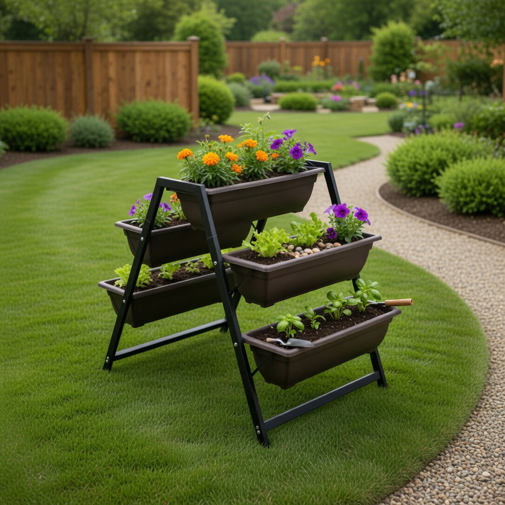 Topcobe 3-Tier Vertical Raised Garden Bed with 5 Plant Boxes, Vertical Garden Planter Outdoor