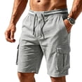 thumbnail image 4 of BRANROY Mens Elastic Waist Cargo Shorts - Drawstring Breathable Lightweight Casual Shorts, Work as Beach Shorts, Hiking Shorts, and Running Shorts with Multiple Pockets,Light Gray,S, 4 of 6