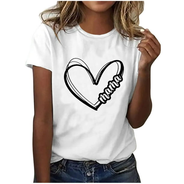 Fiudx Ofertas Flash Artículos En Oferta Blusa Informal de Manga Corta con Estampado de Cuello Redondo para Mujer