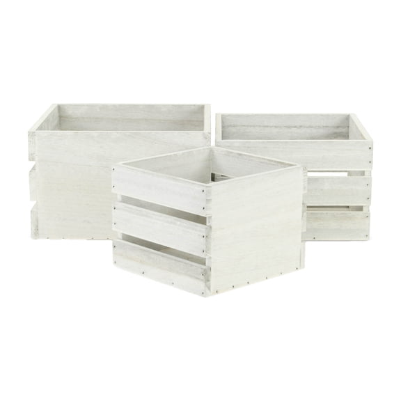 Cheungs Rustic Farmstead Light Gray Wooden Crate Set
