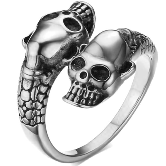 Adjustable Skull Ring for Men, Titanium Gothic Jewelry with Domineering Animal Design