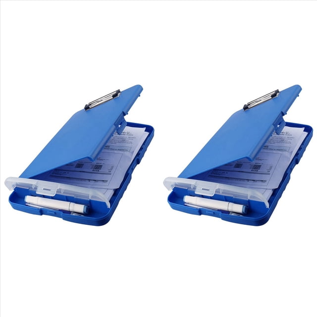 2X Clip Board Organizer Clipboards with Storage Nursing Clipboard Foldable File Folder Plastic Clipboard (Blue),2 x Clip Board Organizer,Blue