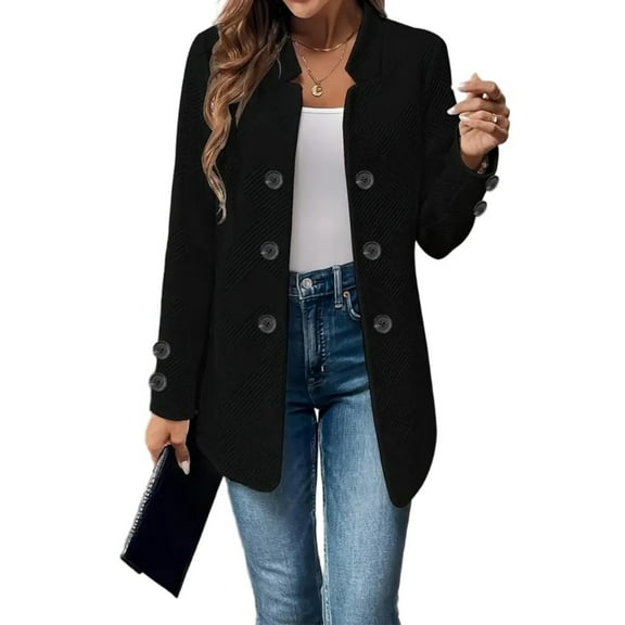 Yokua Women's Long Blazer Business Casual Front Opening Notch Lapel Cardigan Fashion Coat with Pockets