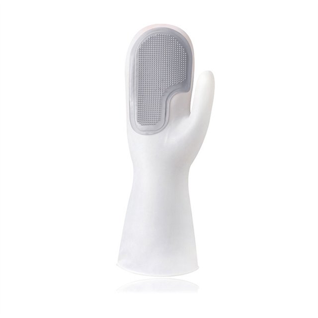 sweethay 1 par de guantes para lavar platos, estropajo, limpieza de manos, tazones de , manoplas de esponja para alimentos y frutas, hornos Suministros de limpieza para el hogar gris