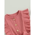 thumbnail image 6 of Yunliwuli Infant Baby Girl Summer Jumpsuit Solid Color Ruffled Sleeveless Round Neck Button Romper Shorts with Belt, 6 of 10