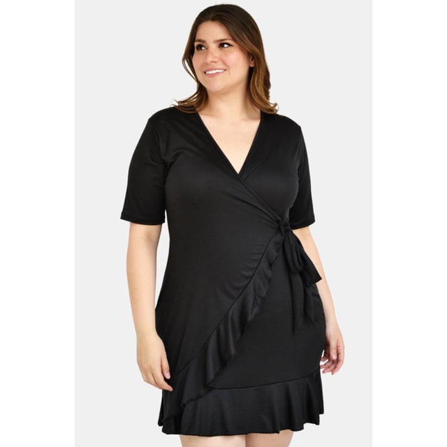 Vestido escote cruzado Roman Fashion Tallas Extras 4266 Negro 36