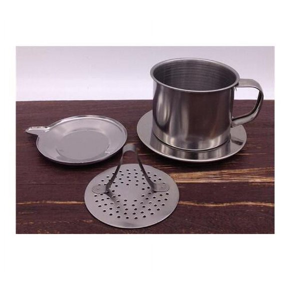 Itselfer Stainless Steel Vietnamese Coffee Drip Filter Coffee Maker for Home and Office Use Reusable Single Serve Coffee Brewer Portable Coffee Pot with Handle and Lid