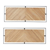 DecMode Iron Farmhouse Chevron Patterned Wall Décor Set of 2 32"W x 12"H, with Golden Brown Finish Surrounded by Metal Black Border