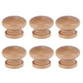 thumbnail image 1 of 6pcs Mushroom Shape Cabinet Handle Wooden Handle Single Holes Drawer Handle for Home, 1 of 8