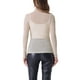 thumbnail image 3 of Blusa de fiesta ajustada de manga larga semi transparente brillante para mujer Allegra K M color beige claro, 3 of 6