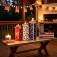 thumbnail image 4 of Nkmbld 3 Pcs Patriotic 4th of July Wooden Candle Holders Rustic Red White Blue American Flag Star Stripe Wood Centerpiece for Table Tiered Tray Decor, 4 of 8