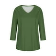 thumbnail image 4 of LYXSSBYX 3/4 Length Sleeve Womens Tops Women's Fashion Solid Tees Casual Crewneck 3/4 Sleeve Loose T-Shirt Ladies Tops Blouses Shirts, 4 of 4
