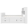 thumbnail image 5 of Noble House Renee Twin Size Captain Bed with Bookcase Headboard and 4 Storage Drawers, Solid Wood Frame, White, 5 of 12