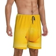 thumbnail image 2 of Bixox Men's Yellow Lemon printed lightweight casual shorts, soft sleep shorts with pockets., 2 of 7