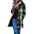 thumbnail image 2 of Uaswgudfs Women's Plaid Lapel Mid-Length Wool-Blend Coat with Pockets Lined for Fall Winter Daily Casual Work, 2 of 9