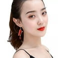 thumbnail image 6 of K-KED Butterfly Earrings Drop Charm Vintage Women Delicate Jewelry Natural Glaz-Red, 6 of 7