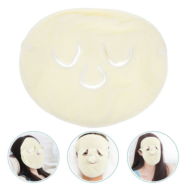 Raindrops 1Pc Moisturizing Facial Towel Polyester Beige with Detachable Rope for Hot Cold Compress