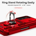 thumbnail image 5 of for Samsung Galaxy Z Fold6 Heavy Duty Case, Rugged Military Grade Shockproof Support Magnetic Car Mount Case with Camera Lens Sliding Cover Ring Holder Stand Hinge Protection Case, Red, 5 of 10